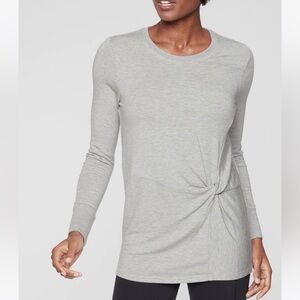Athleta Nirvana Twist Front Sweatshirt Crewneck Pullover Women’s XS Grey Active